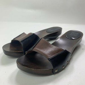 Frye Women's Ellie Sandals Shoes  Slide Wooden Slip On Leather Us Size 8